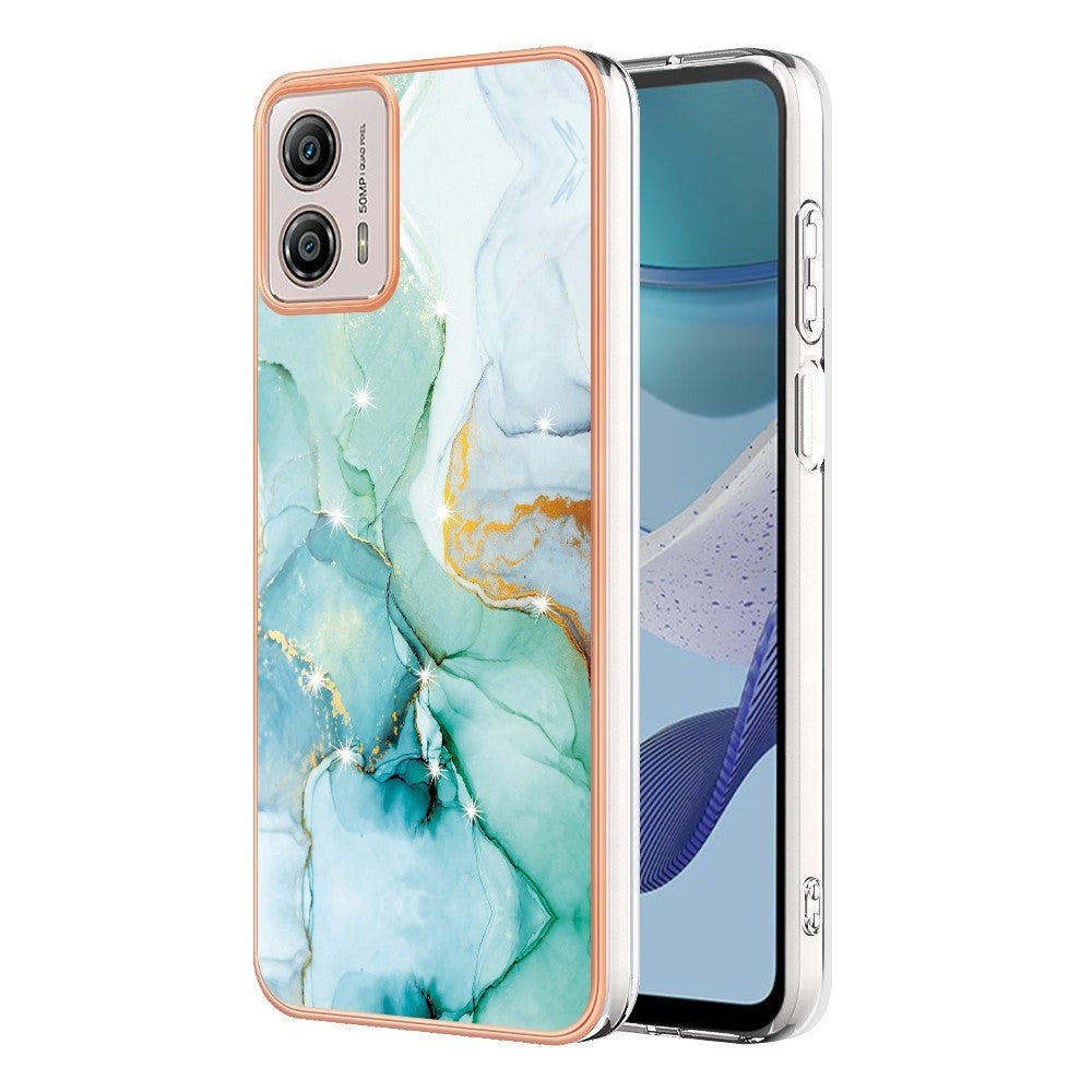 Motorola Moto G53 / G23 / G13 Hybrid Plastik Cover - Grøn Marmor