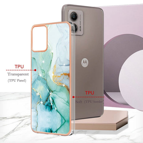 Motorola Moto G53 / G23 / G13 Hybrid Plastik Cover - Grøn Marmor