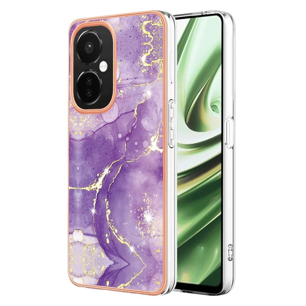 OnePlus Nord CE 3 Lite (5G) Hybrid Plastik Cover - Lilla / Guld Marmor