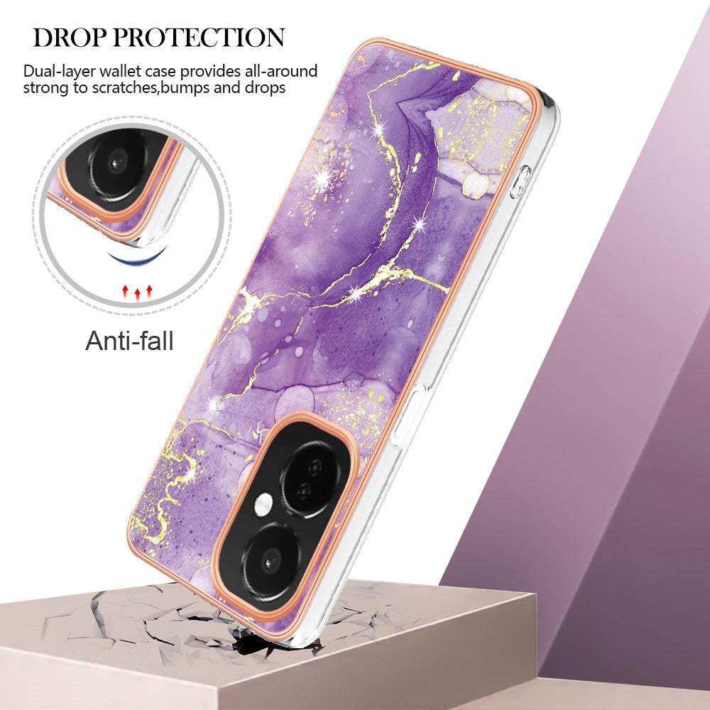 OnePlus Nord CE 3 Lite (5G) Hybrid Plastik Cover - Lilla / Guld Marmor