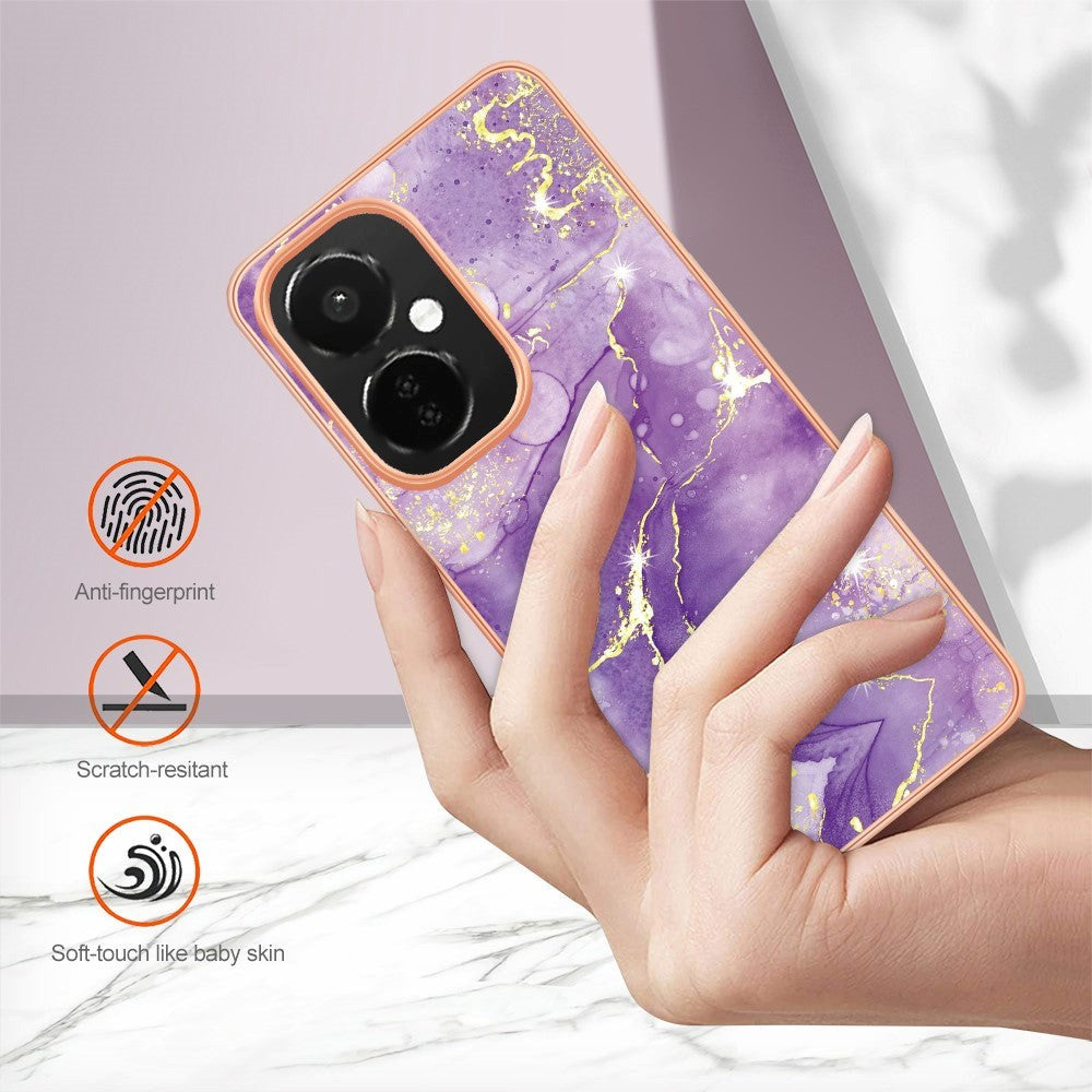 OnePlus Nord CE 3 Lite (5G) Hybrid Plastik Cover - Lilla / Guld Marmor