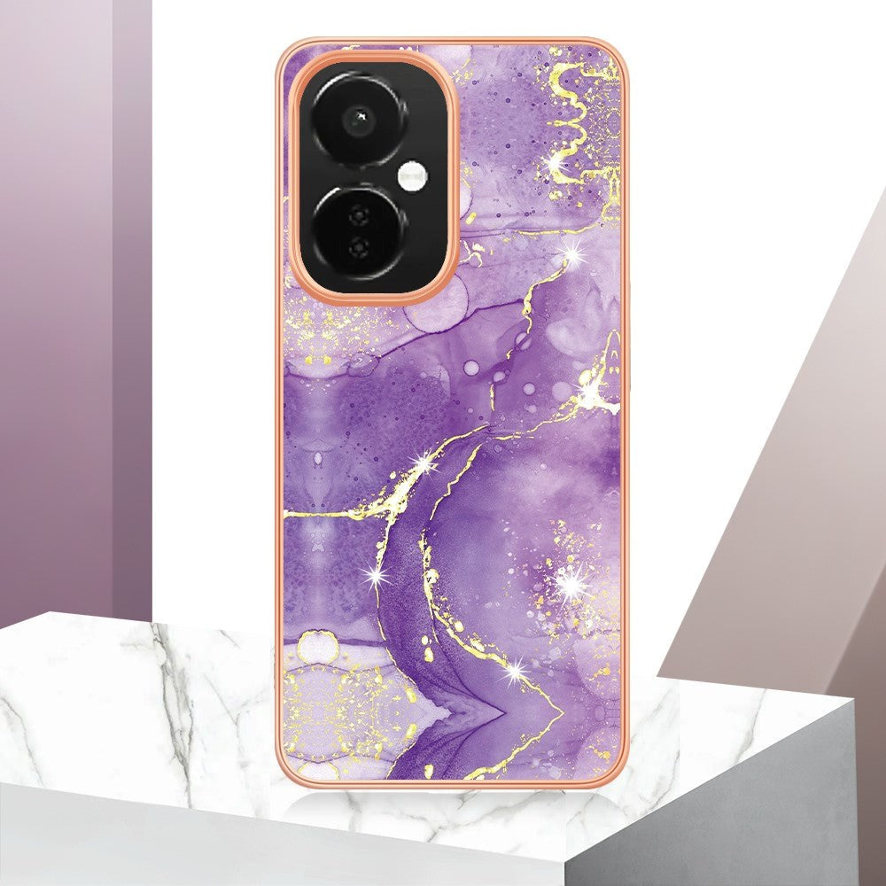 OnePlus Nord CE 3 Lite (5G) Hybrid Plastik Cover - Lilla / Guld Marmor
