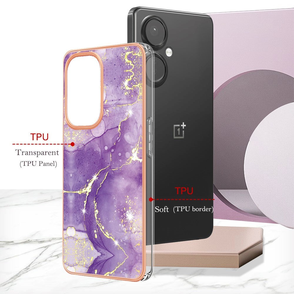 OnePlus Nord CE 3 Lite (5G) Hybrid Plastik Cover - Lilla / Guld Marmor