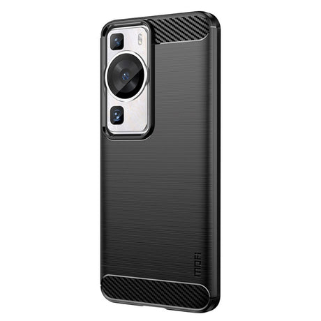 Huawei P60 Pro Mofi Brushed Carbon Fiber Fleksibelt Plastik Cover - Sort