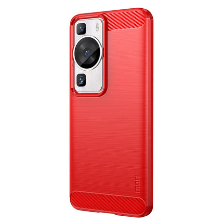 Huawei P60 Pro Mofi Brushed Carbon Fiber Fleksibelt Plastik Cover - Rød