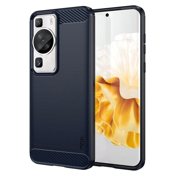 Huawei P60 Pro Mofi Brushed Carbon Fiber Fleksibelt Plastik Cover - Blå
