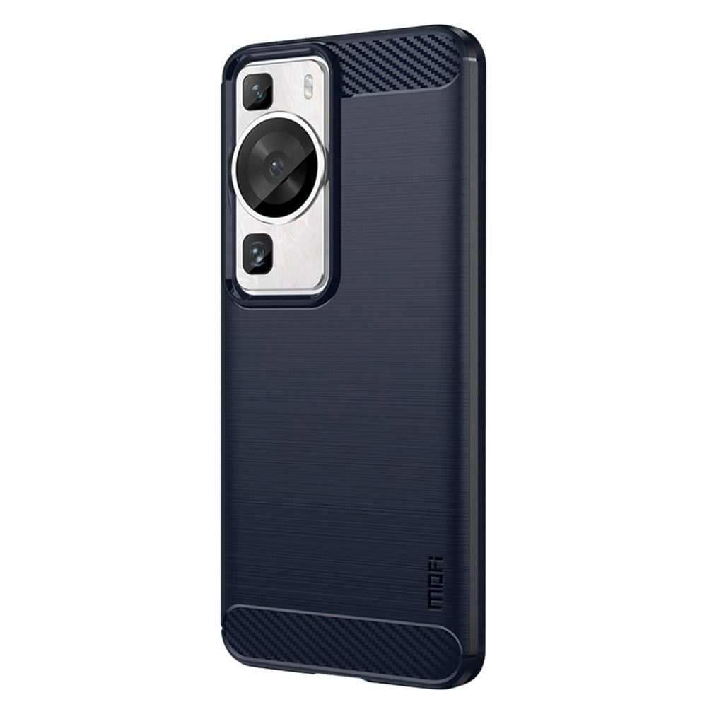 Huawei P60 Pro Mofi Brushed Carbon Fiber Fleksibelt Plastik Cover - Blå