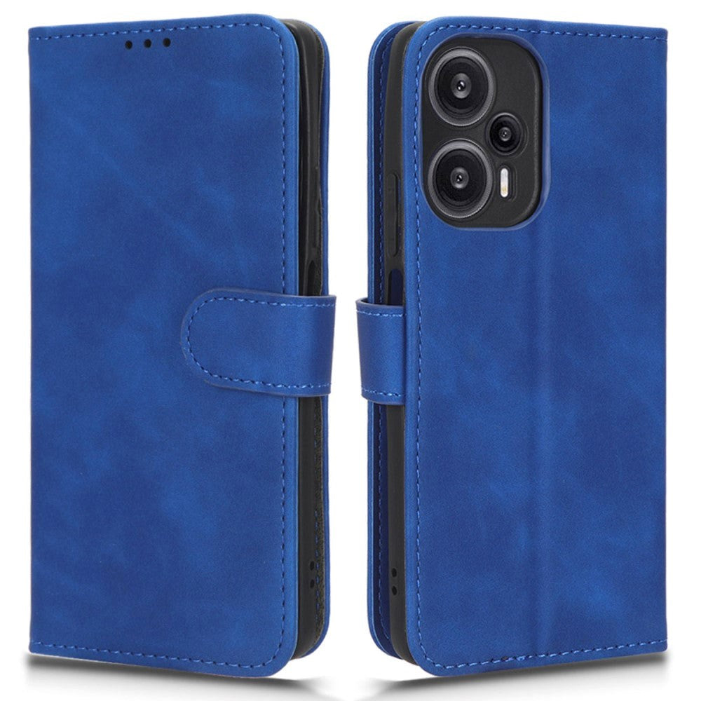 Xiaomi Poco F5 Læder Cover m. Pung og Ståfunktion - Blå
