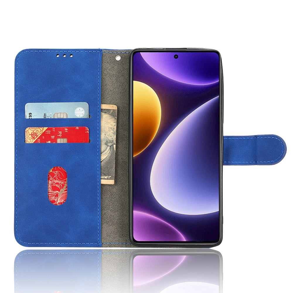 Xiaomi Poco F5 Læder Cover m. Pung og Ståfunktion - Blå
