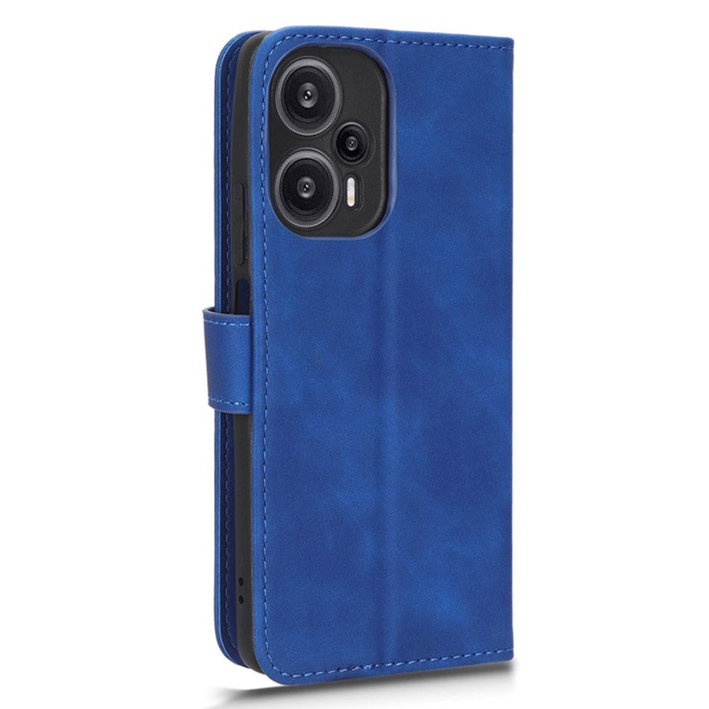 Xiaomi Poco F5 Læder Cover m. Pung og Ståfunktion - Blå