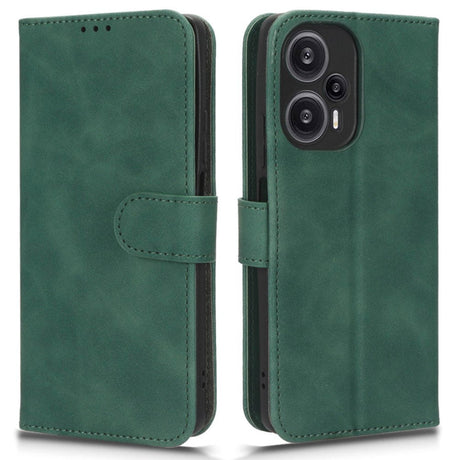 Xiaomi Poco F5 Læder Cover m. Pung og Ståfunktion - Grøn