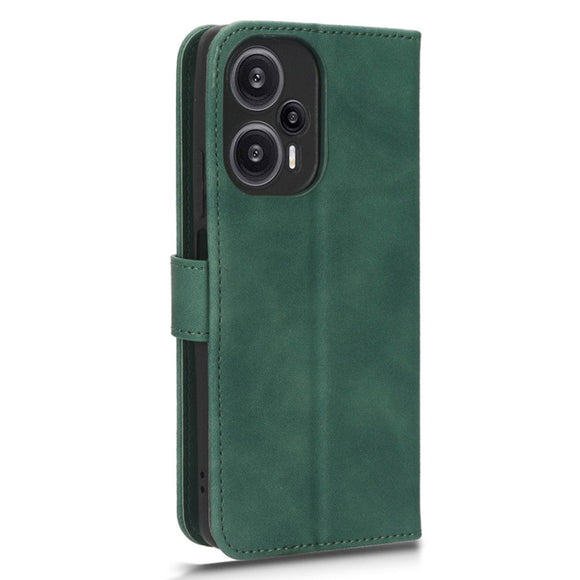 Xiaomi Poco F5 Læder Cover m. Pung og Ståfunktion - Grøn