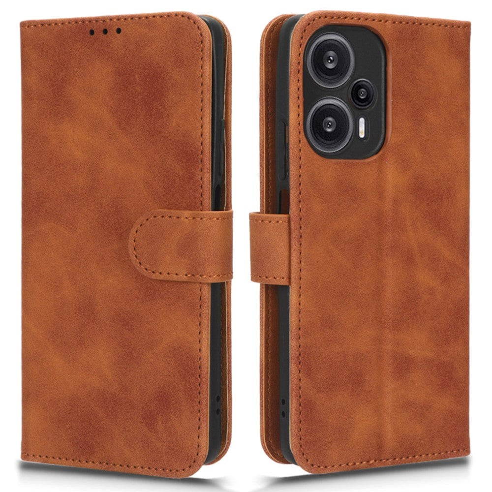 Xiaomi Poco F5 Læder Cover m. Pung og Ståfunktion - Brun
