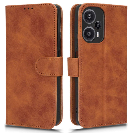 Xiaomi Poco F5 Læder Cover m. Pung og Ståfunktion - Brun