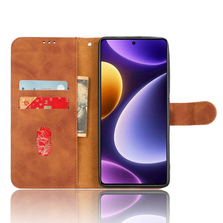 Xiaomi Poco F5 Læder Cover m. Pung og Ståfunktion - Brun