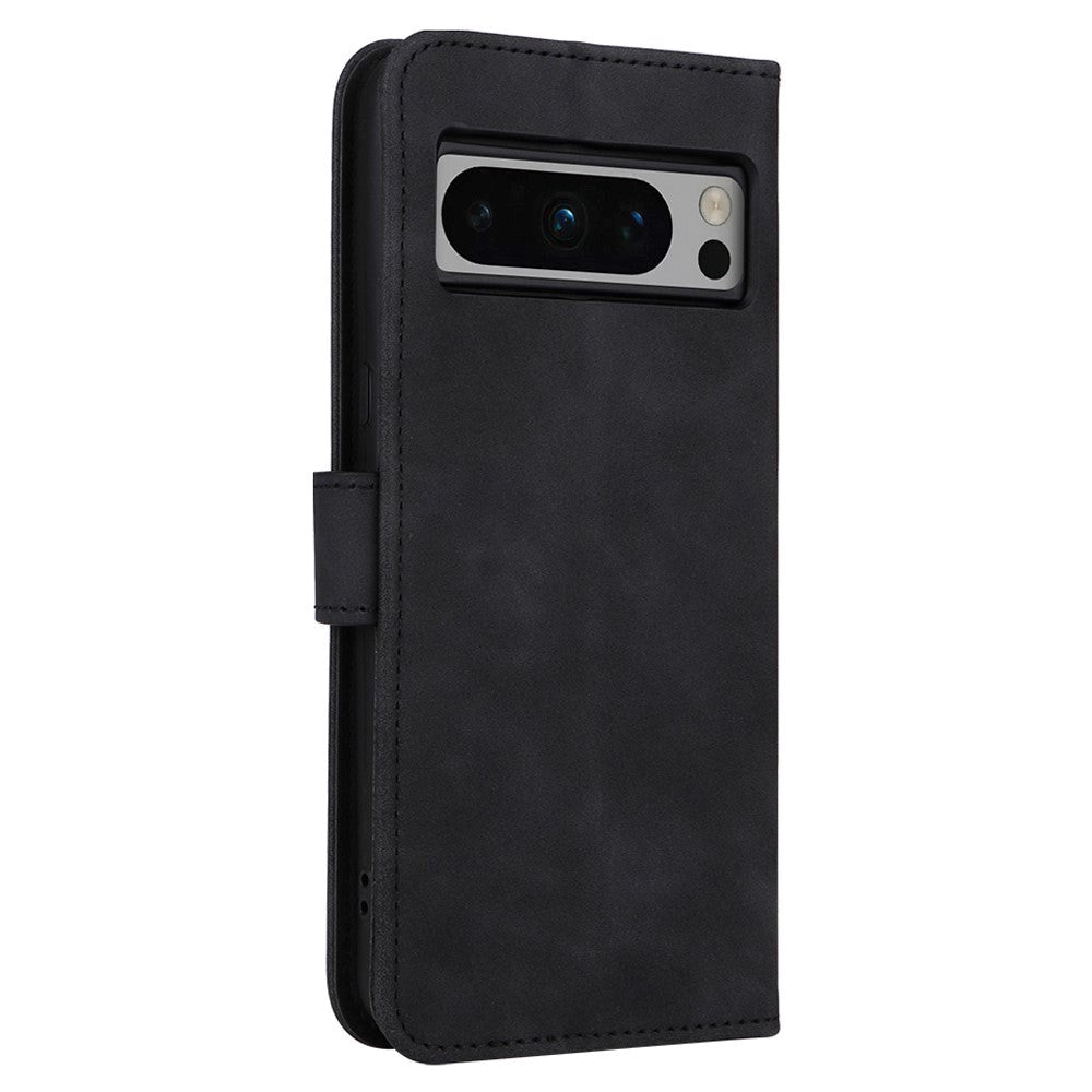 Google Pixel 8 Pro Læder Cover m. Pung og Ståfunktion - Sort