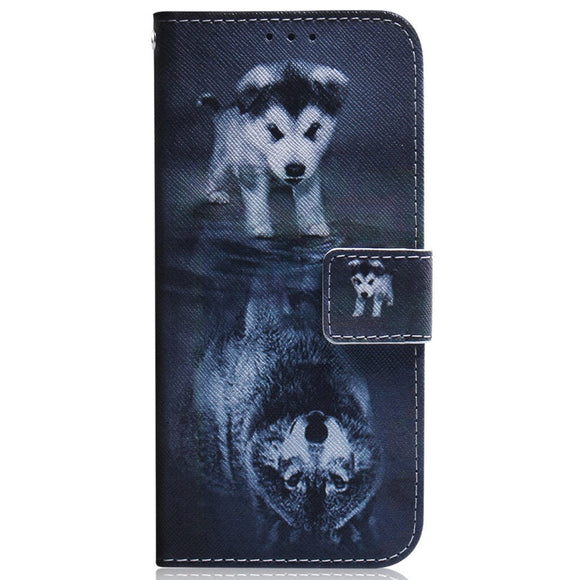 Google Pixel 8 Læder Cover m. Pung & Print - Hund & Ulv