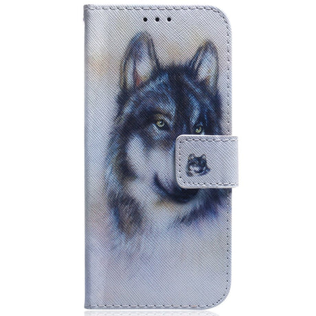 Google Pixel 8 Læder Cover m. Pung & Print - Ulv