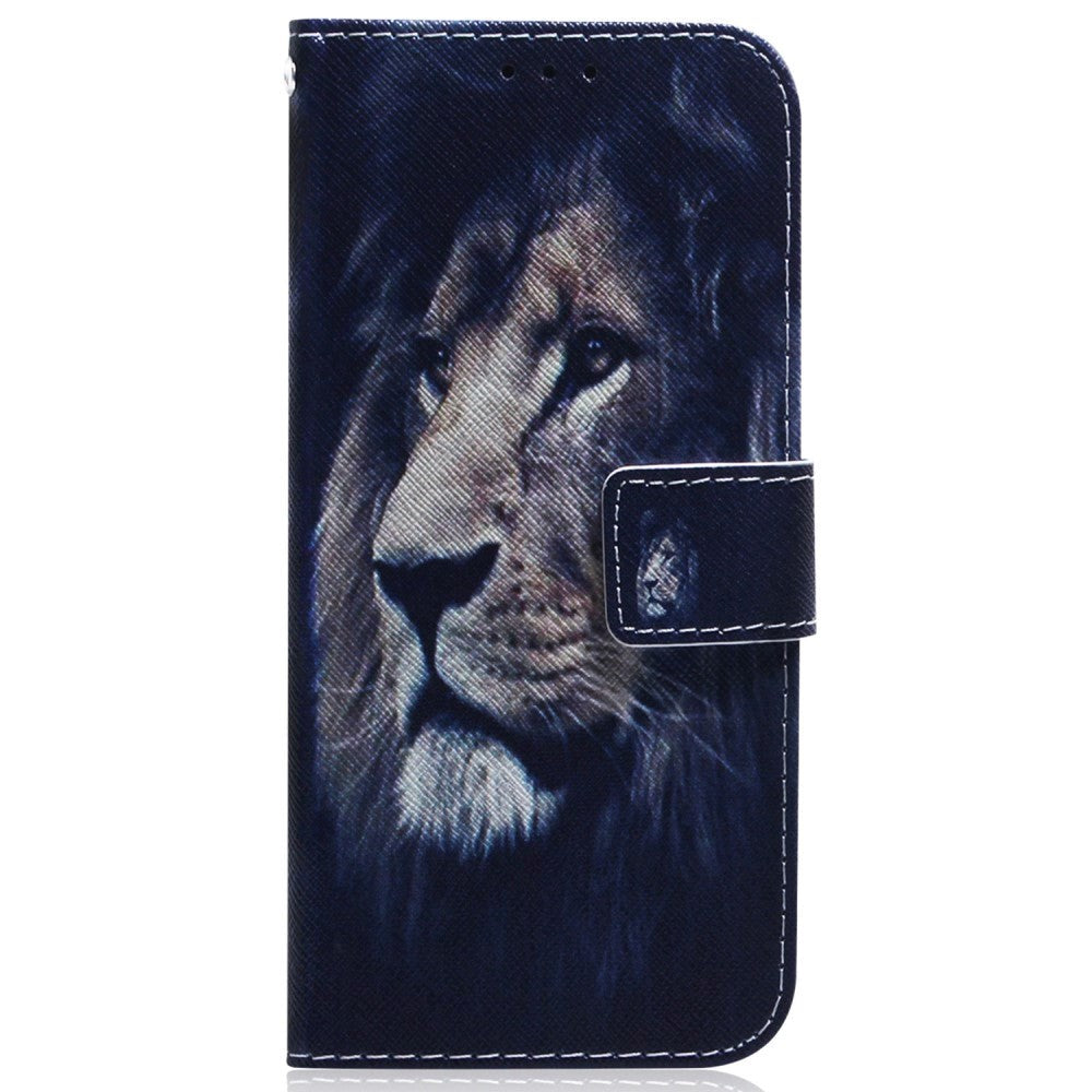 Google Pixel 8 Læder Cover m. Pung & Print - Løve