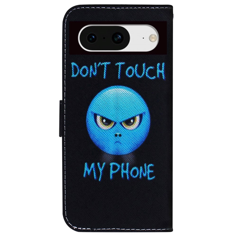 Google Pixel 8 Læder Cover m. Pung & Print - "Don't Touch My Phone"