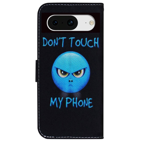 Google Pixel 8 Læder Cover m. Pung & Print - "Don't Touch My Phone"