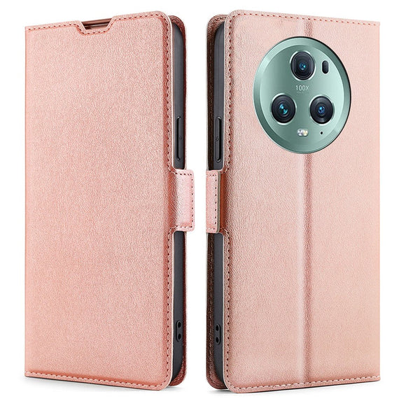 Honor Magic5 Pro Læder Cover m. Kortholder & Ståfunktion - Rose Gold