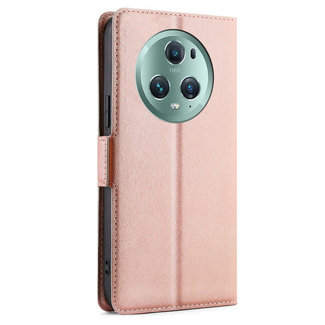 Honor Magic5 Pro Læder Cover m. Kortholder & Ståfunktion - Rose Gold