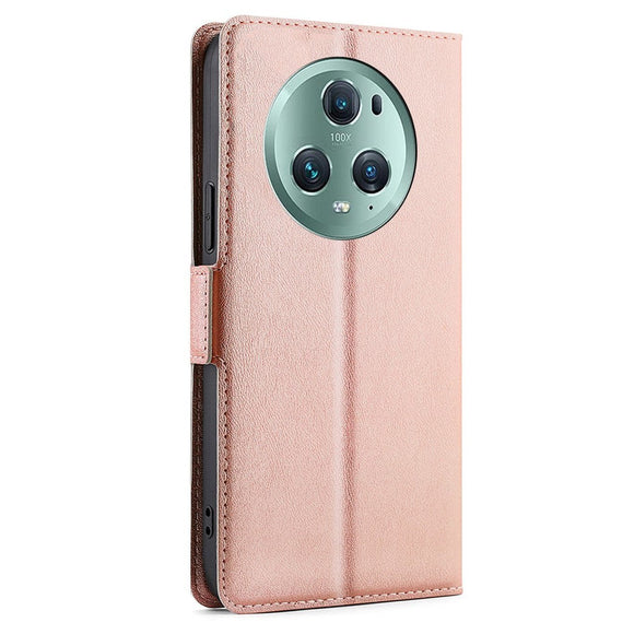 Honor Magic5 Pro Læder Cover m. Kortholder & Ståfunktion - Rose Gold