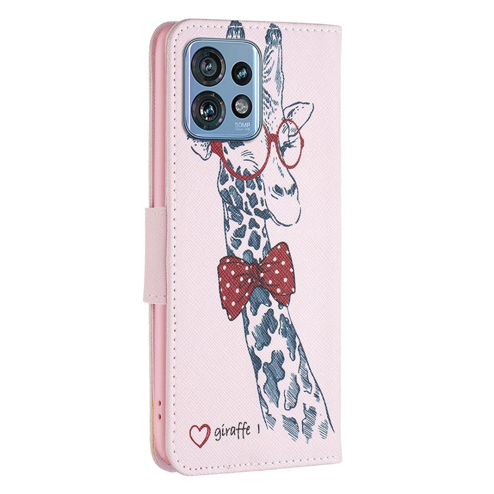 Motorola Edge 40 Pro Læder Cover m. Pung & Print - Giraf