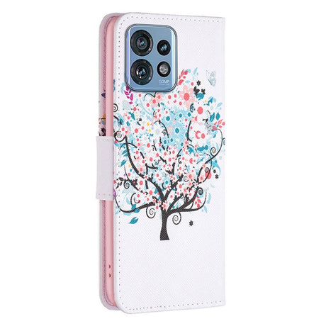 Motorola Edge 40 Pro Læder Cover m. Pung & Print - Træ