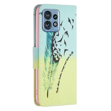 Motorola Edge 40 Pro Læder Cover m. Pung & Print - Fjer