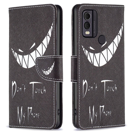 Nokia C22 Læder Cover m. Pung & Print - "Don't Touch My Phone"