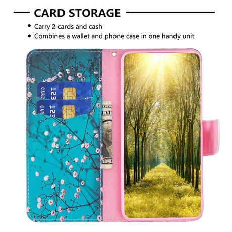 Nokia C22 Læder Cover m. Pung & Print - Træ med Blomster