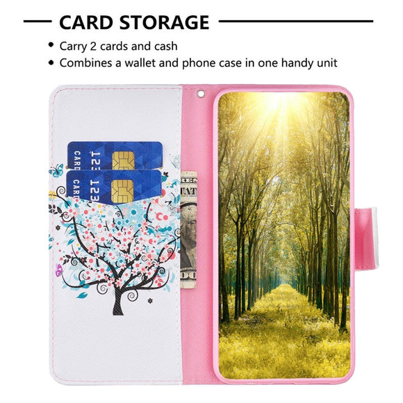 Nokia C22 Læder Cover m. Pung & Print - Forårstræ