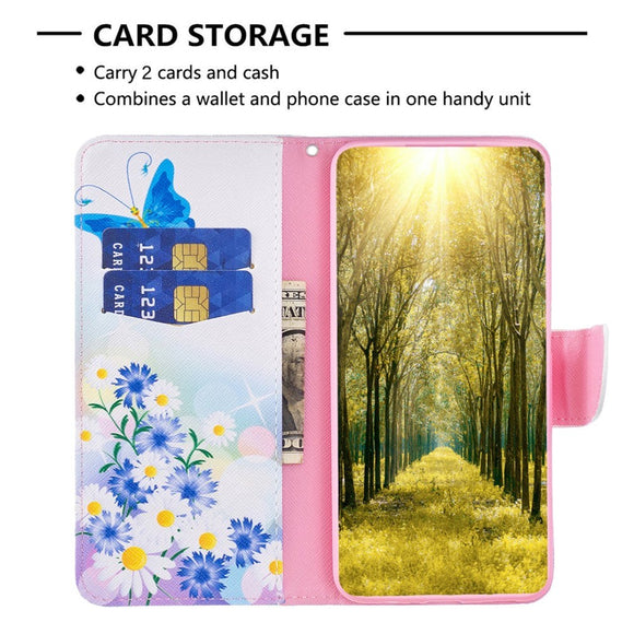 Nokia C22 Læder Cover m. Pung & Print - Sommerfugl