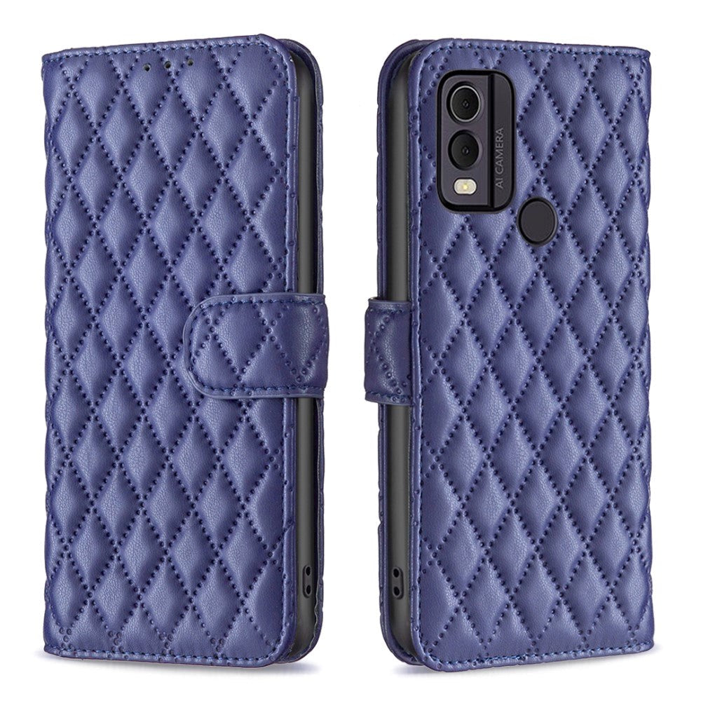 Nokia C22 Blødt Læder Cover m. Kortholdere og Ståfunktion - Blå