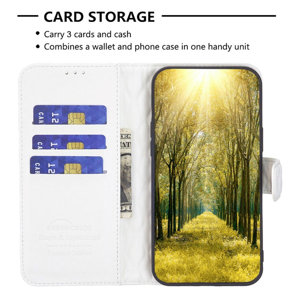 Nokia C22 Blødt Læder Cover m. Kortholdere og Ståfunktion - Hvid