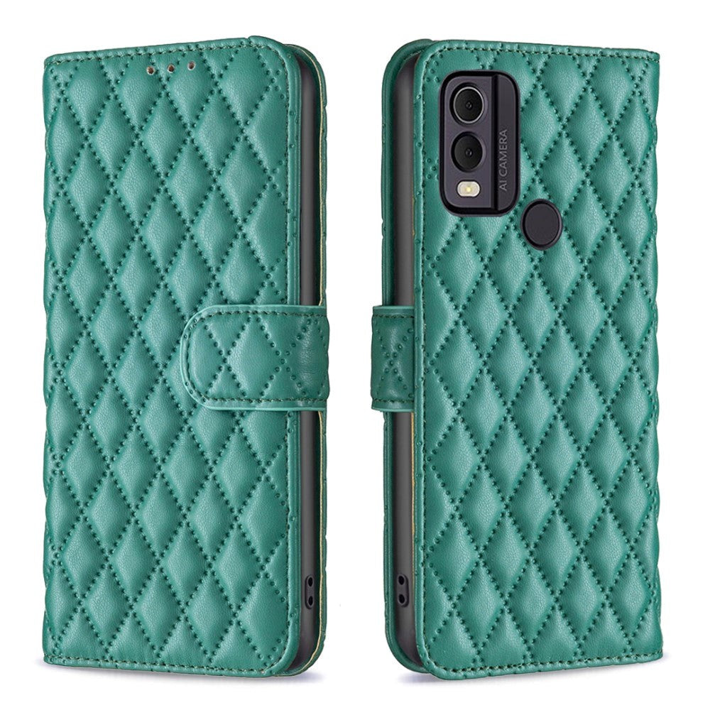 Nokia C22 Blødt Læder Cover m. Kortholdere og Ståfunktion - Grøn