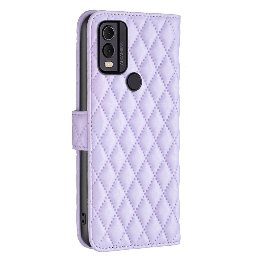Nokia C22 Blødt Læder Cover m. Kortholdere og Ståfunktion - Lilla