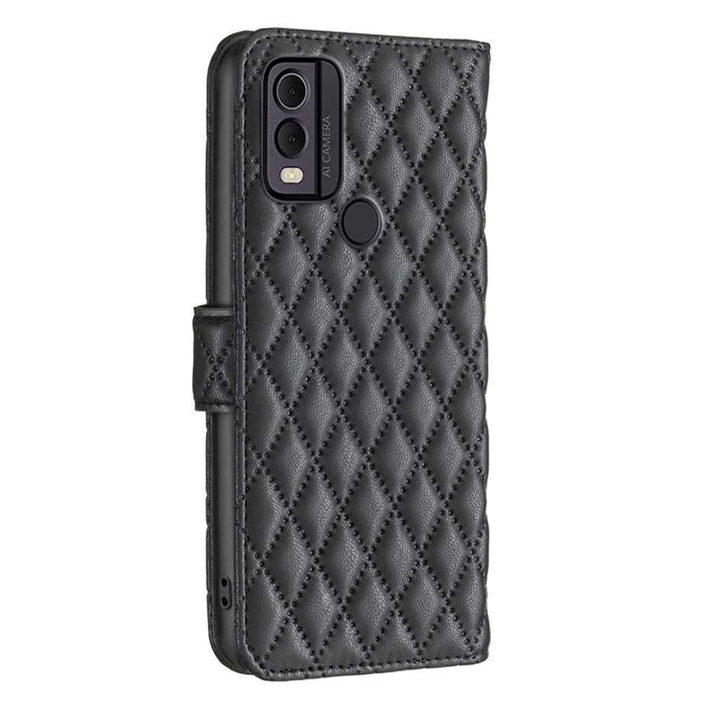 Nokia C22 Blødt Læder Cover m. Kortholdere og Ståfunktion - Sort