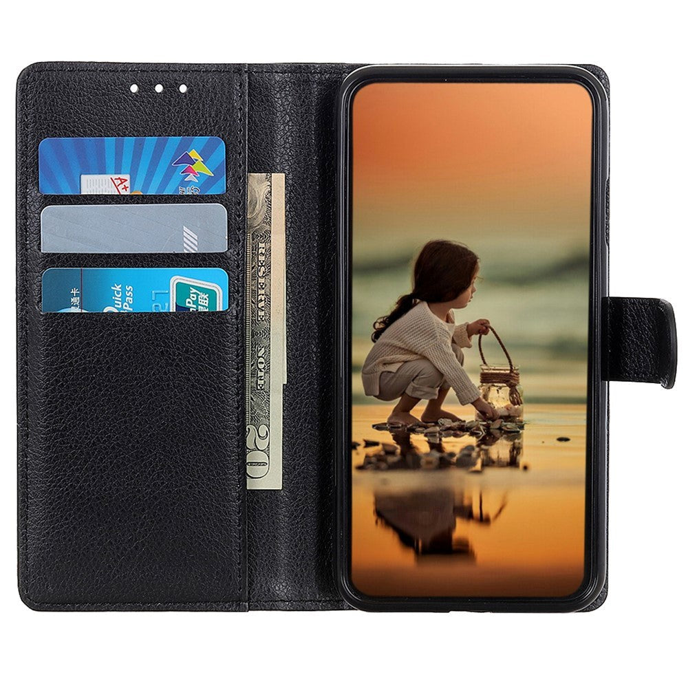 Google Pixel 8 Pro Litchi Læder Cover m. Pung - Sort