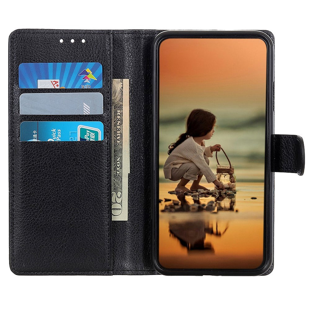 Google Pixel 8 Litchi Læder Cover m. Pung - Sort