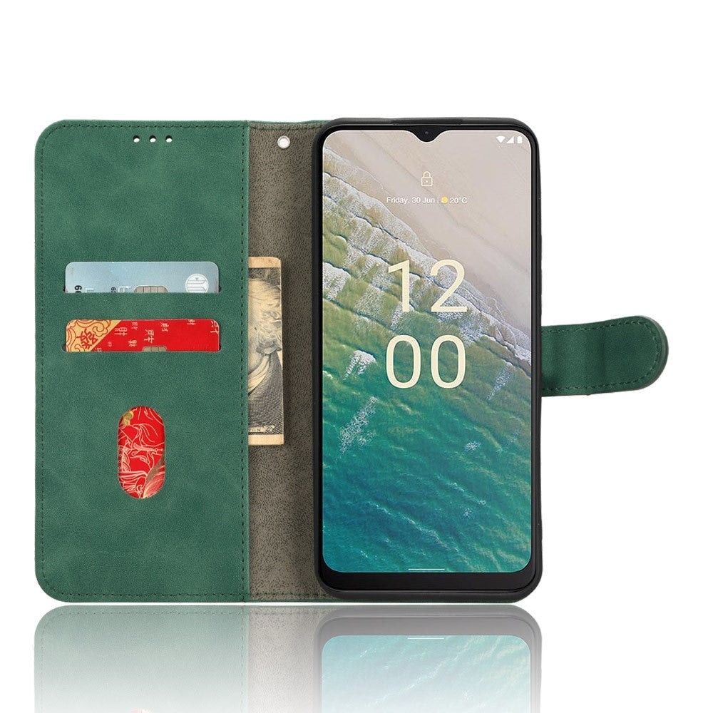 Nokia C32 Læder Cover m. Pung og Ståfunktion - Grøn