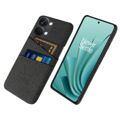 OnePlus Nord 3 (5G) Stofbetrukket Plastik Cover med Kortholder - Sort