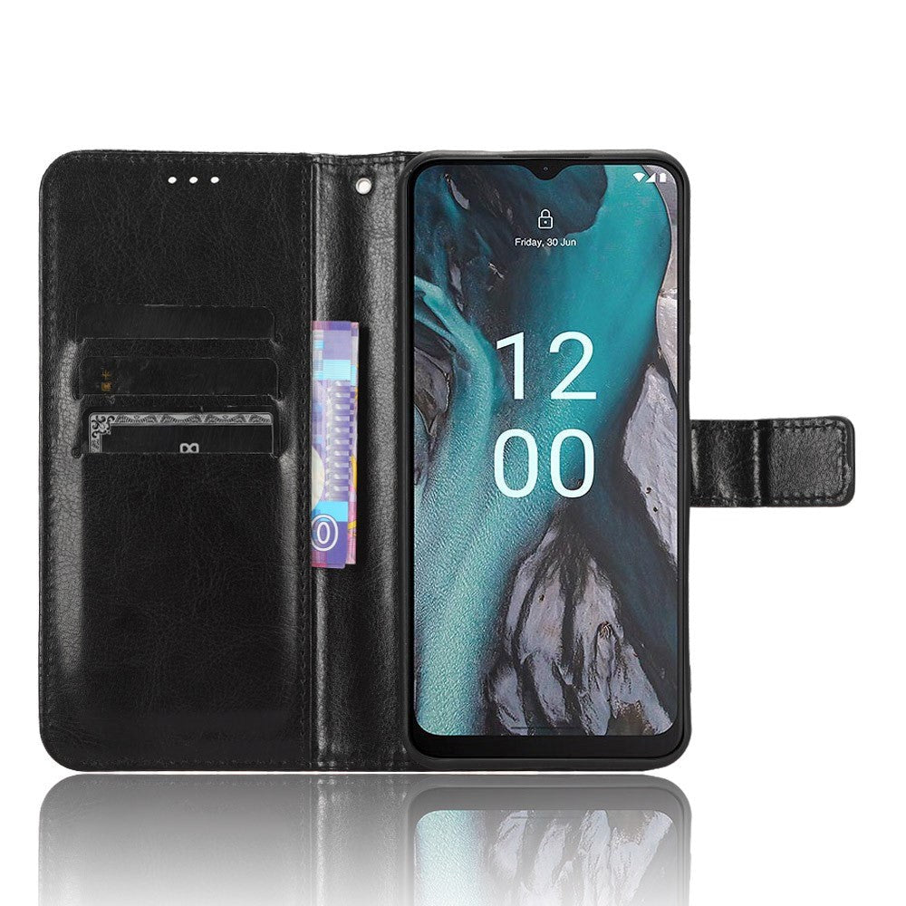 Nokia C22 Læder Cover m. Pung og Strop - Sort
