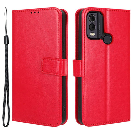 Nokia C22 Læder Cover m. Pung og Strop - Rød