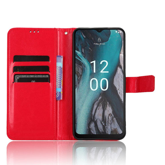 Nokia C22 Læder Cover m. Pung og Strop - Rød