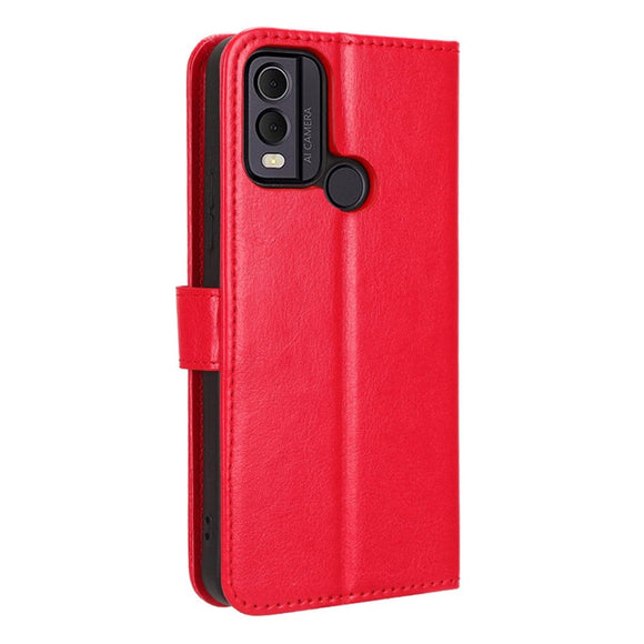 Nokia C22 Læder Cover m. Pung og Strop - Rød