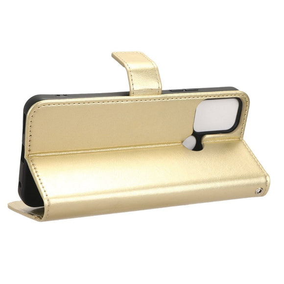 Nokia C22 Læder Cover m. Pung og Strop - Guld
