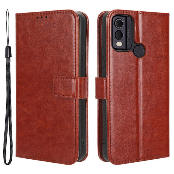 Nokia C22 Læder Cover m. Pung og Strop - Brun